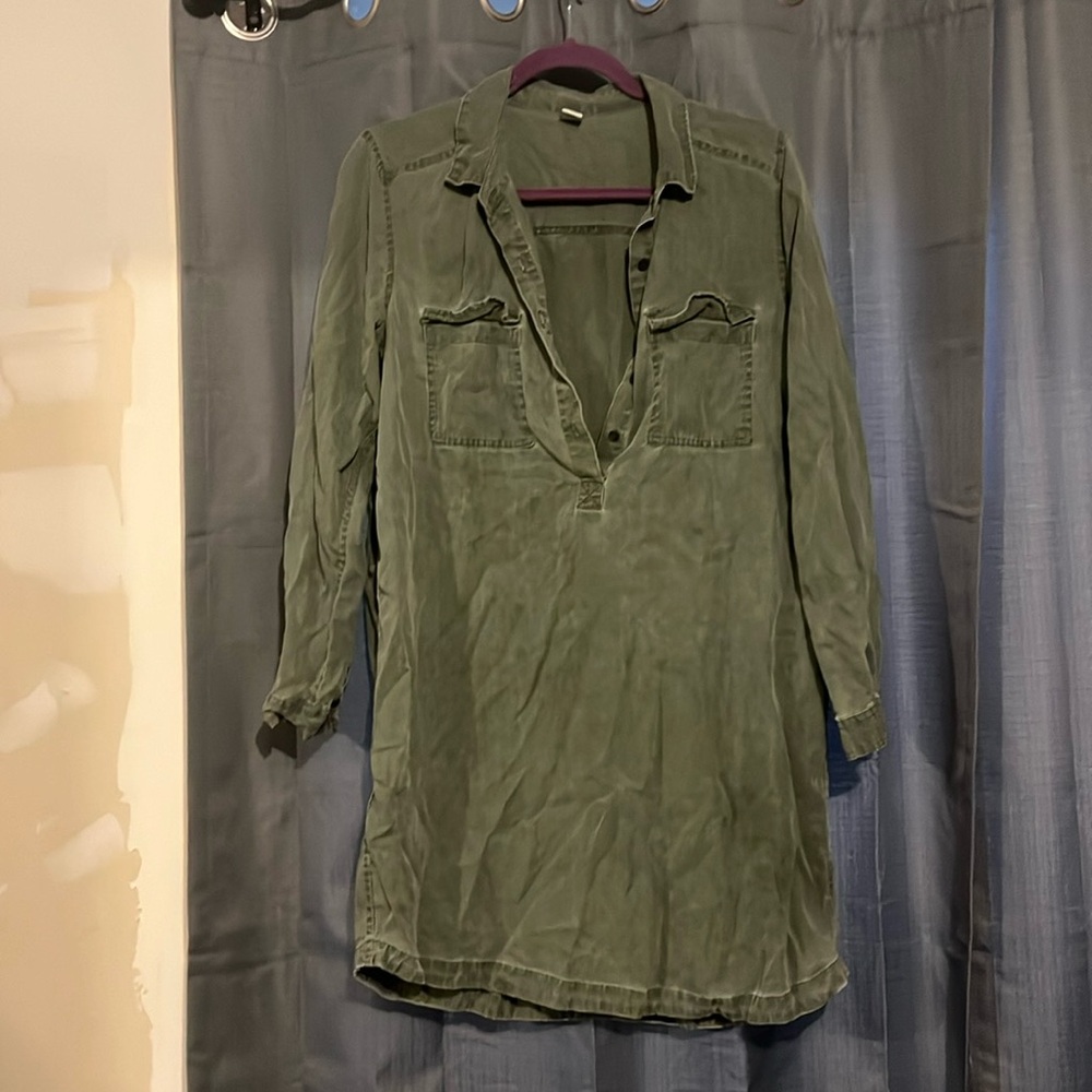 Army Green Long Sleeve Dress | Size L | Old Navy